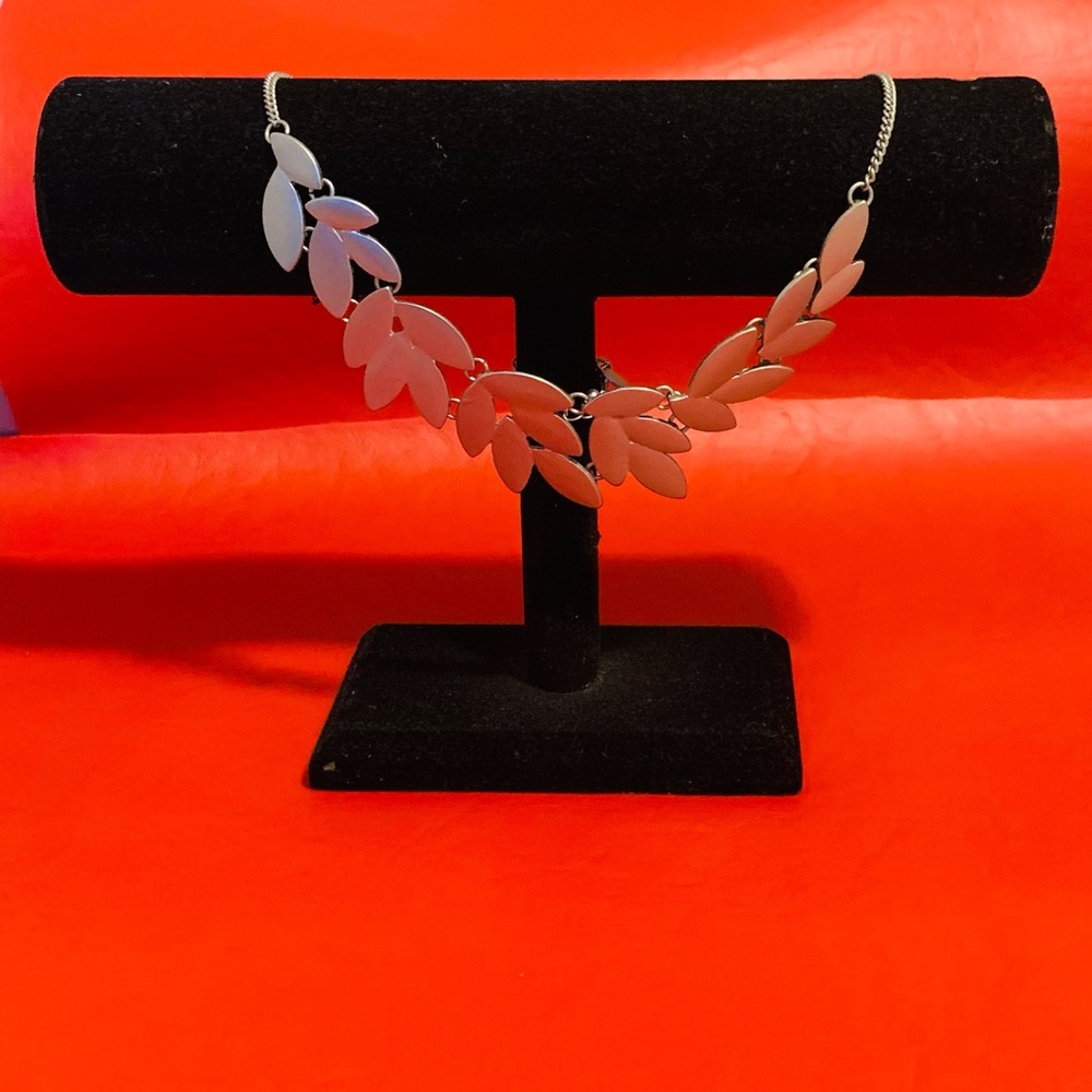 Silver leaf collar statement necklace costume jewelry fall boho accessories